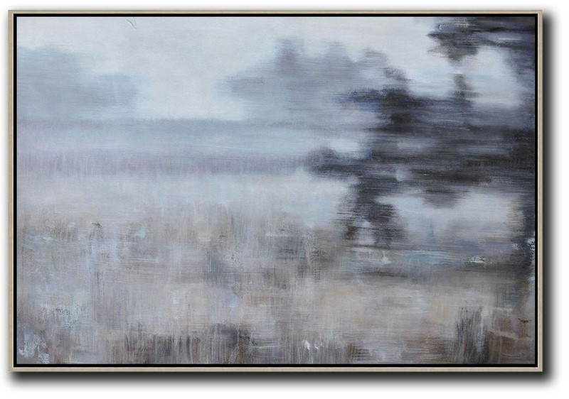 Original Painting Hand Made Large Abstract Art,Horizontal Abstract Landscape Oil Painting On Canvas,Extra Large Canvas Art,Handmade Acrylic Painting,Grey,Black,Brown.etc